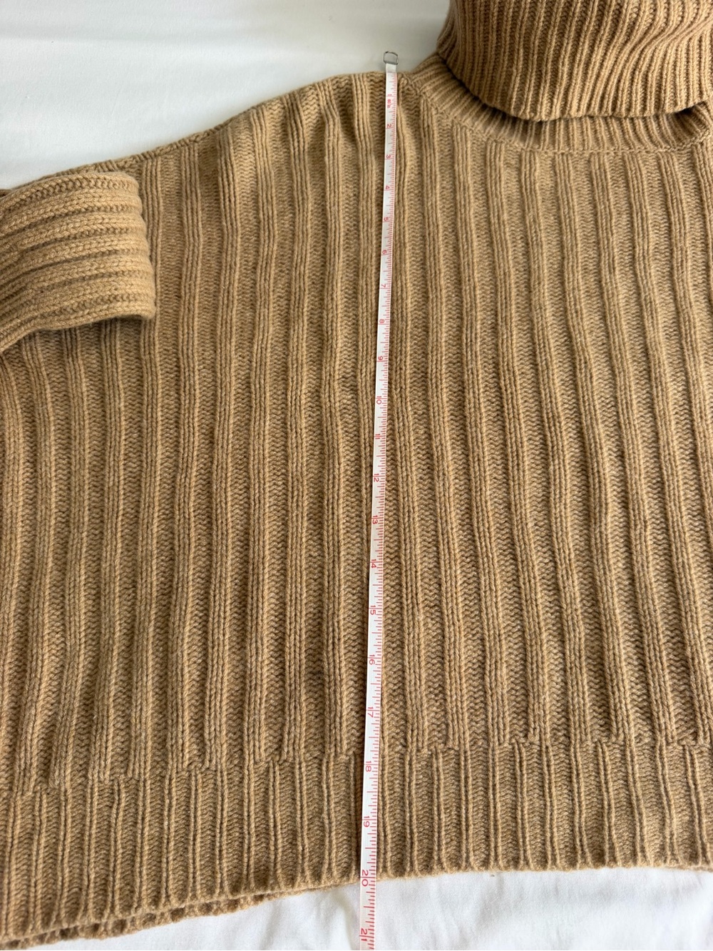 Ralph Lauren Blue Label 80 Wool 20 Cashmere Camel Tan Crop Boxy Knit Turtleneck - Picture 15 of 16